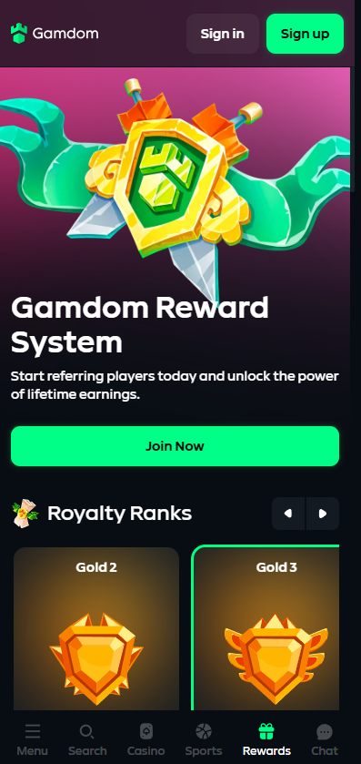 Gamdom rewards on mobile