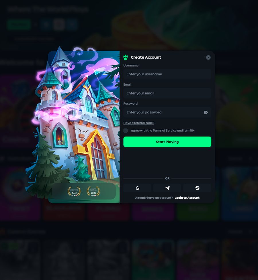 Gamdom Create Account with referral option